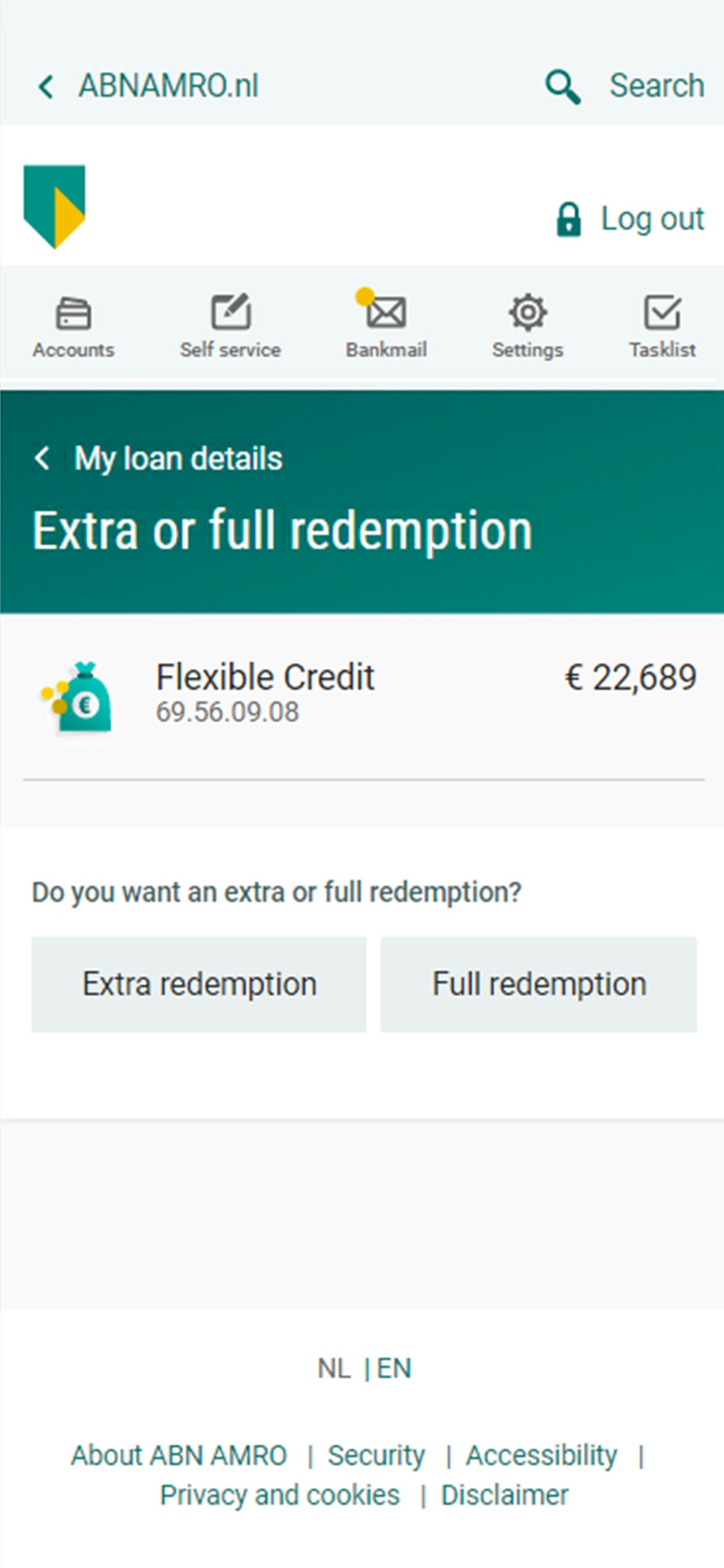 Extra or full redemption Flexibel Krediet