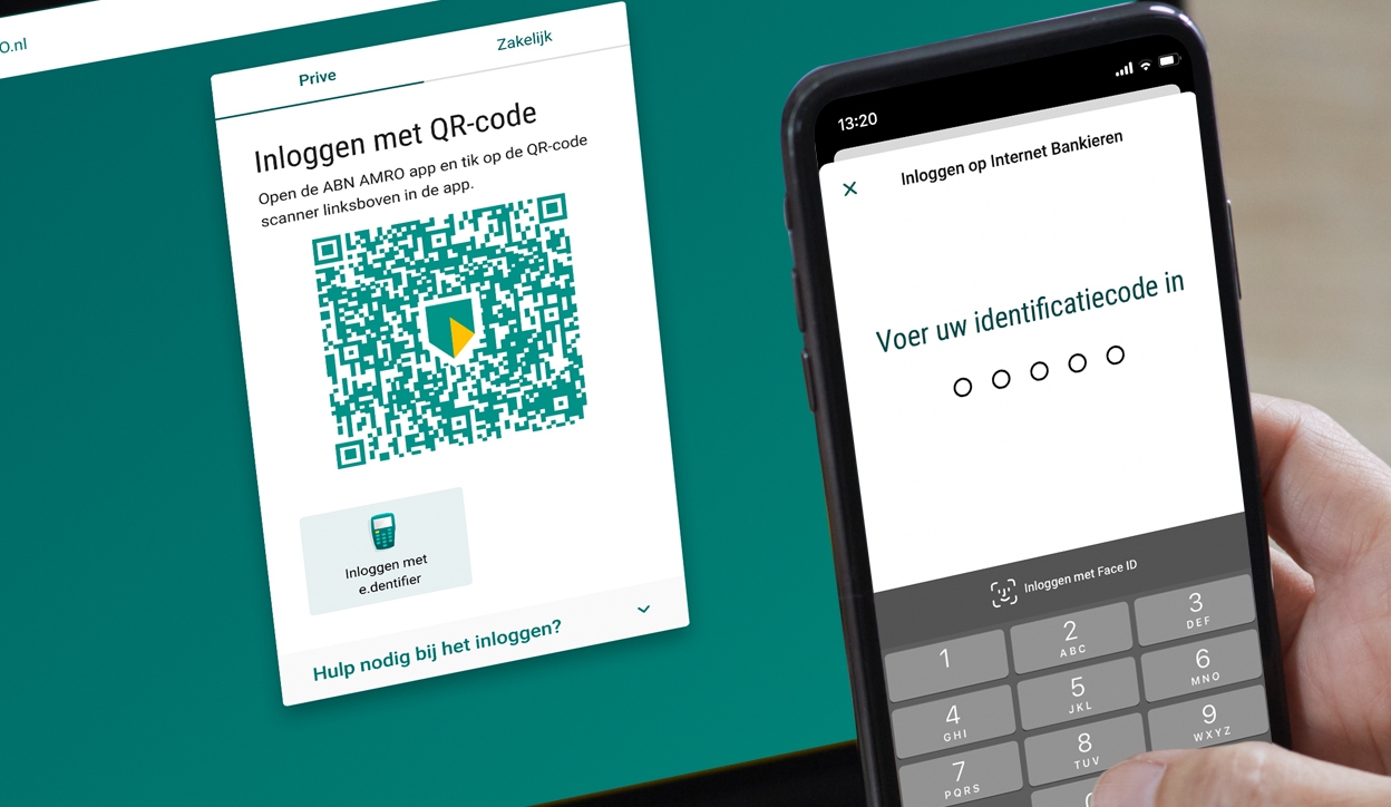 Enter your identification code in the ABN AMRO app