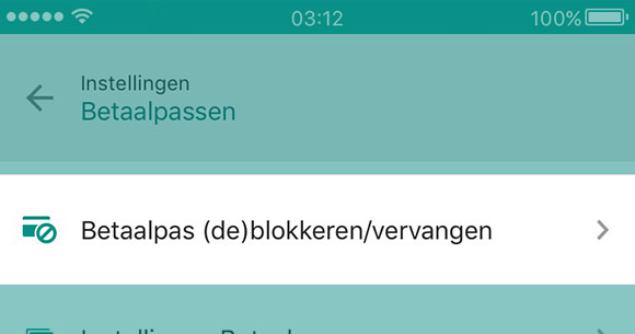 Stap 3 Betaalpas blokkeren via Mobiel Bankieren App