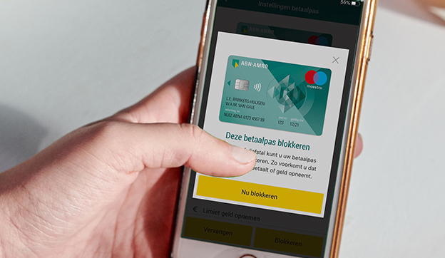 Eenvoudig uw betaalpas blokkeren vanuit de ABN AMRO app