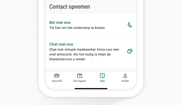 Bellen vanuit de app - bel de klantenservice