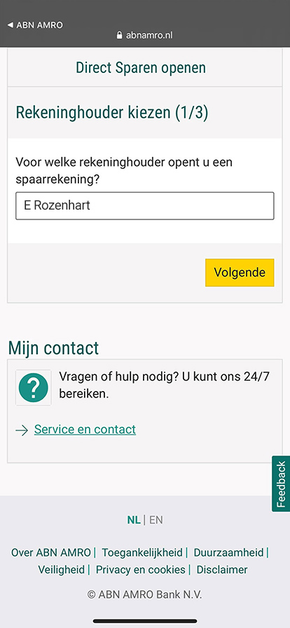 Direct Sparen openen